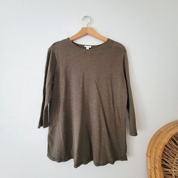 J. Jill Linen/Cotton Blend Green Top M Petite - Picture 1 of 7